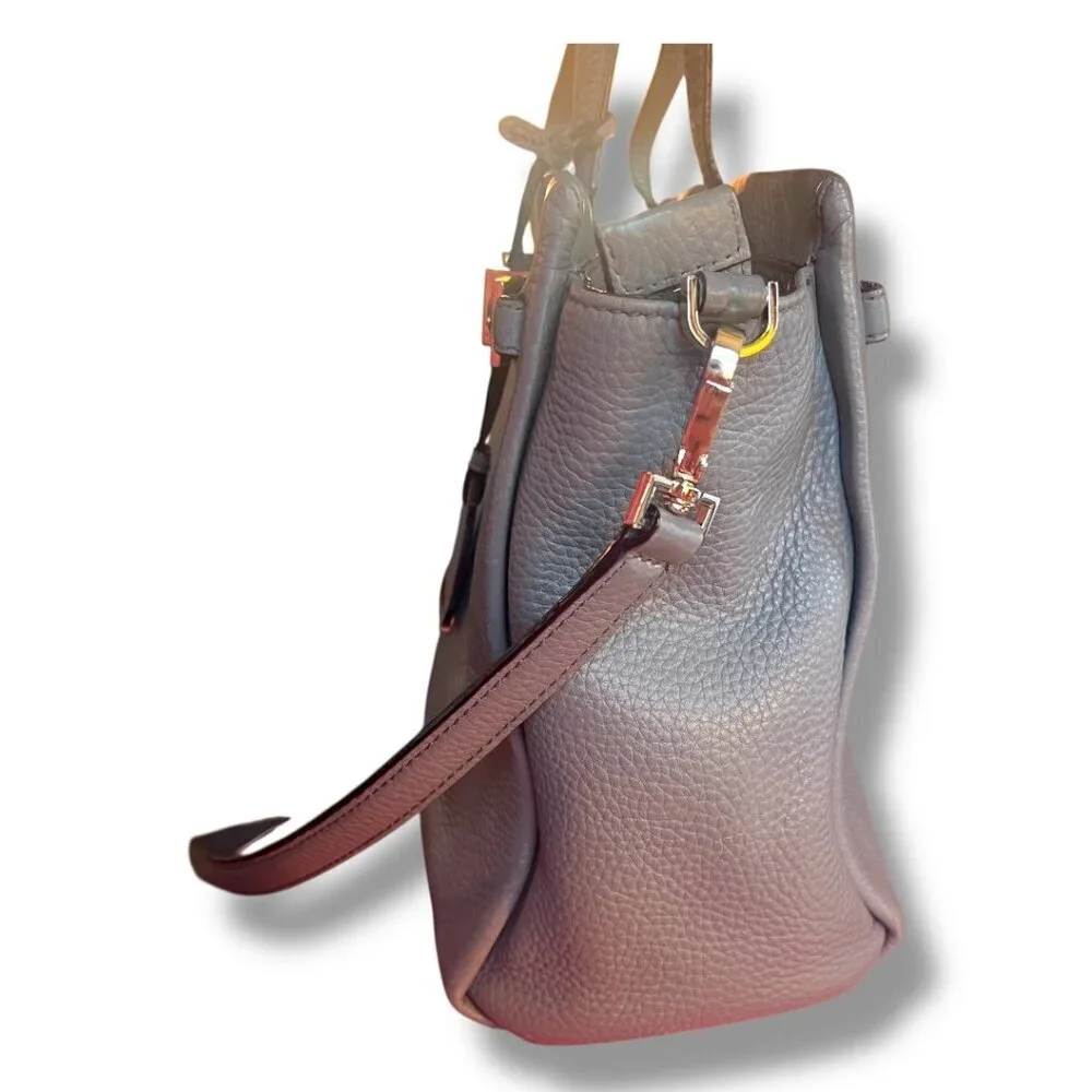 Authentic Vintage Kate Spade New York Gray Grey Pebbled Leather Handbag Purse